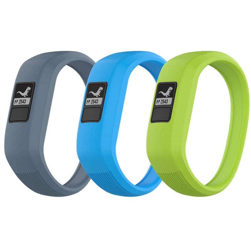 Watbro Bands Compatible with Garmin Vivofit JR/Vivofit JR2/ Vivofit 3, Soft Silicone Adjustable Stretchy Replacement Watch Bands with Buckle, for Vivofit jr/jr 2/3, for Kids Boys Girls Small Large 3 Pack:Slate+Sky Blue+Lime - BeesActive Australia
