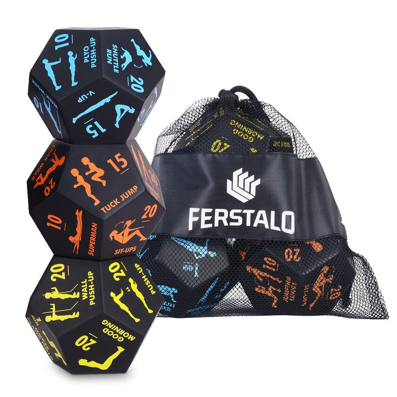 Exercise Dice, for Home Fitness, Workouts, Cardio, 12-Sided Movement Dice Fun Gym Learning Game for Fitness & Exercise Classes , with Exercise Illustration Booklet (3pcs) Black - BeesActive Australia