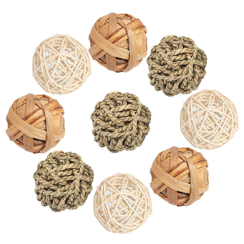 VCZONE Bunny Chew Toys, Rabbit Pet Tooth Chew Toys Organic Natural Apple Wood Grass Cake Ideal for Bunny, Chinchilla, Guinea Pigs, Hamsters Teeth Grinding (9 Pack) - BeesActive Australia