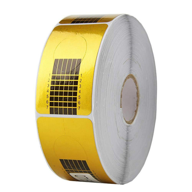 Nail Forms 500 Pcs Roll Nails Extension for Acrylic Nails Self-adhesive Nail Tips Replacement for Polygel Nail Guide, Nail Stickers Molds Builder Learning Curve Art Equipment Salon, Gold Rectangle - BeesActive Australia