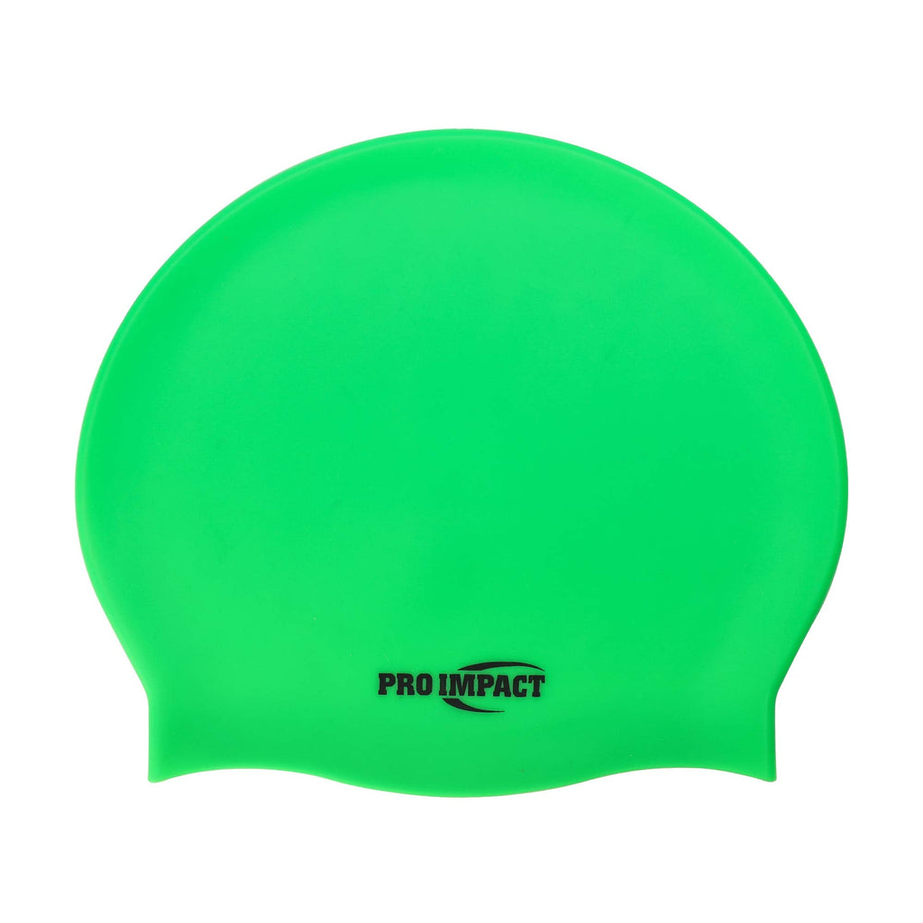 Pro Impact Silicone Unisex Water Proof Swimming Cap for Long and Short Hair, Ergonomic Design Durable Stretchable Comfortable Soft Swimming Cap Cover Ears for Adults and Kids, Assorted Colors Adult Green - BeesActive Australia