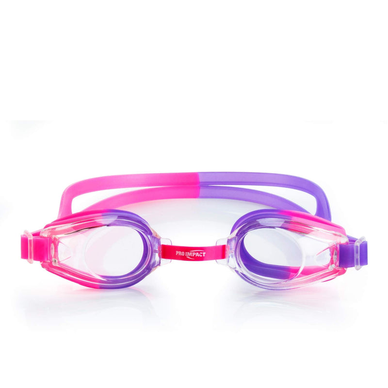 Pro Impact Silicone Swimming Goggles- Flexible Straps Anti-Fog UV Protection Wide Vision Swim Glasses for Adults/Kids Kids Pink Purple - BeesActive Australia