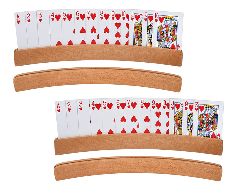 DS. DISTINCTIVE STYLE Playing Card Holders 4 Pieces 13 Inches Curved Wooden Racks for Card Games - BeesActive Australia