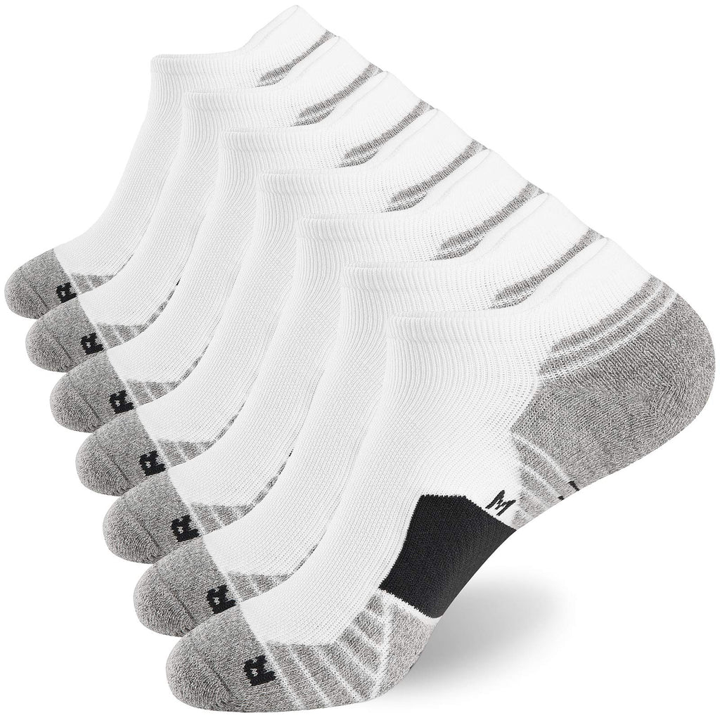 WANDER Men's Athletic Running Socks 7 Pairs Thick Cushion Ankle Socks for Men Sport Low Cut Socks 6-9/10-12/12-14 7 Pairs White Grey X-Large - BeesActive Australia