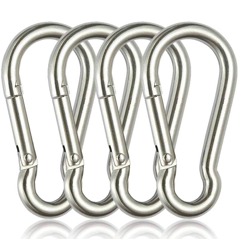 Rtudan 4 Inch Spring Snap Hook Carabiner - 304 Stainless Steel Snap Hook Heavy Duty Carabiner Clip,Carabiner Outdoor 4Pack - BeesActive Australia