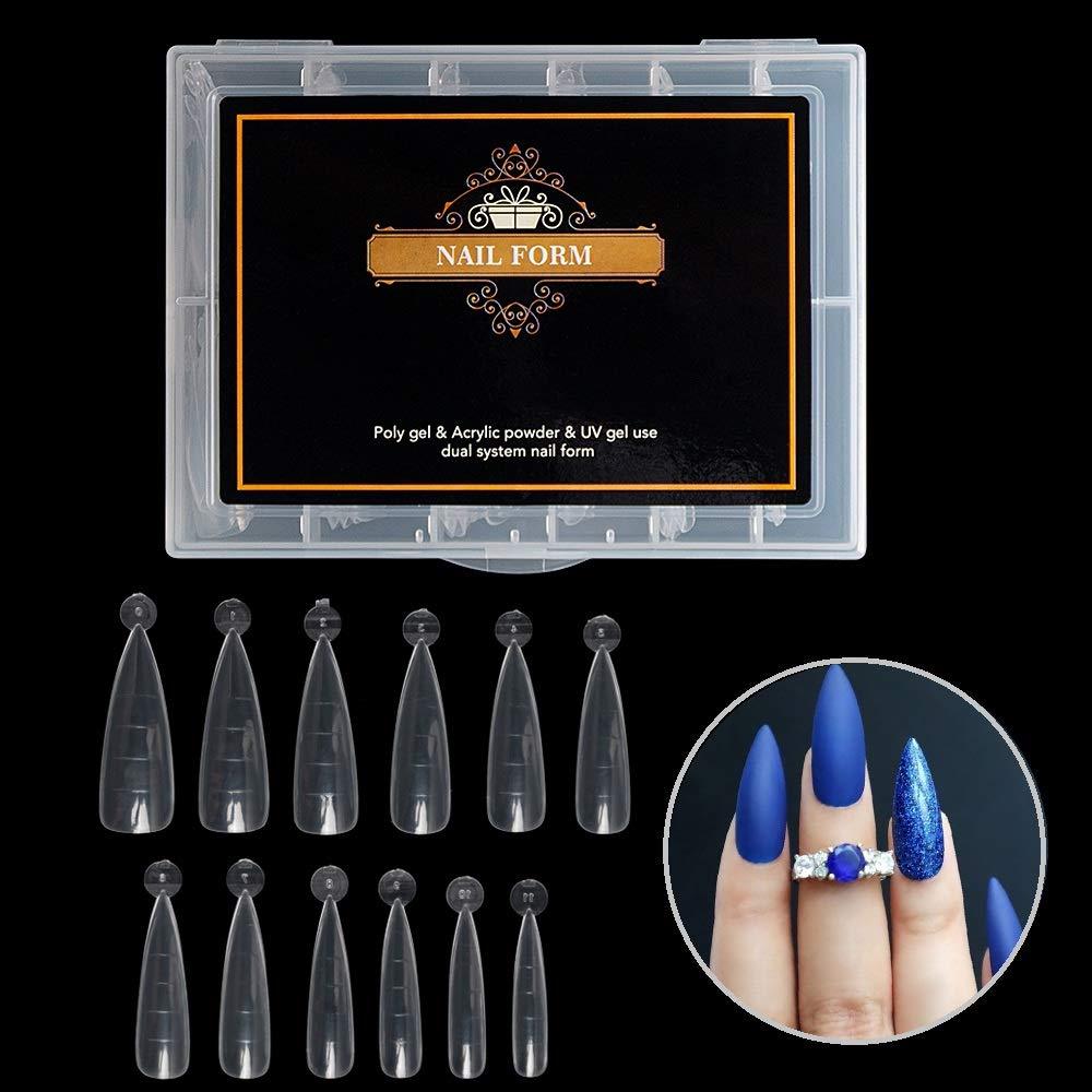 Vcedas Dual Forms for Poly Nail Gel Stiletto Shape Dual System Nail Form Molds Nail Tips 120 PCS Clear UV Gel Tools Extension Forms for Acrylic Nails #4 - BeesActive Australia