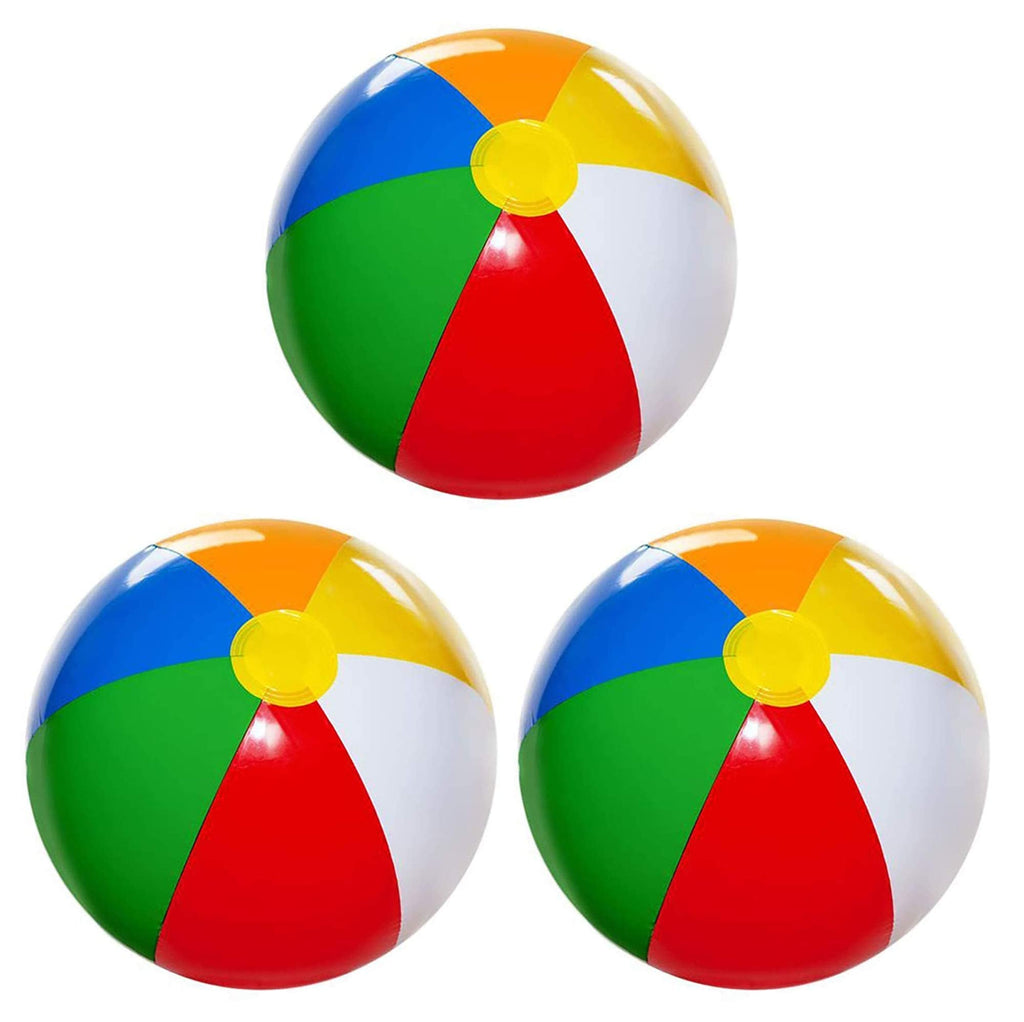 Beach Balls [3 Pack] 20" Inflatable Beach Balls for Kids - Beach Toys for Kids & Toddlers, Pool Games, Pool Toy - Classic Rainbow Color by 4E's Novelty - BeesActive Australia