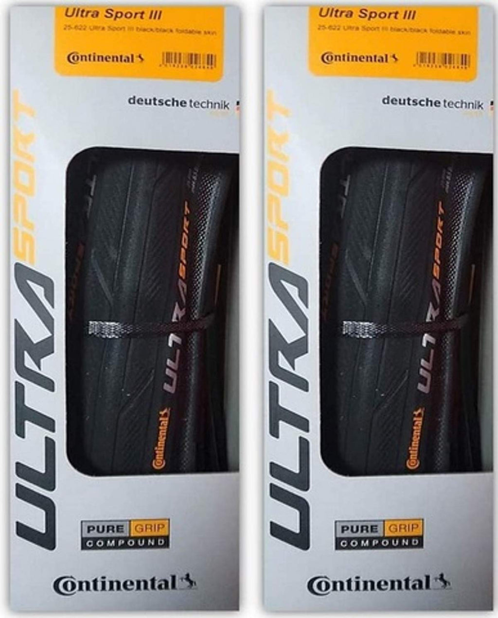 Continental Ultra Sport III Folding PureGrip Set of 2 Black 700x25 - BeesActive Australia