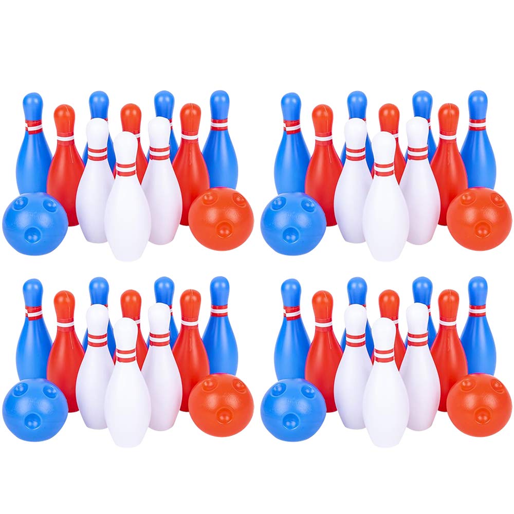 Gamie Bowling Set for Kids, 4 Mini Sets, Each Set Includes 10 Pins and 2 Balls, Durable Plastic Indoor and Outdoor Game, Fun Carnival and Birthday Party Activity for Boys and Girls - BeesActive Australia