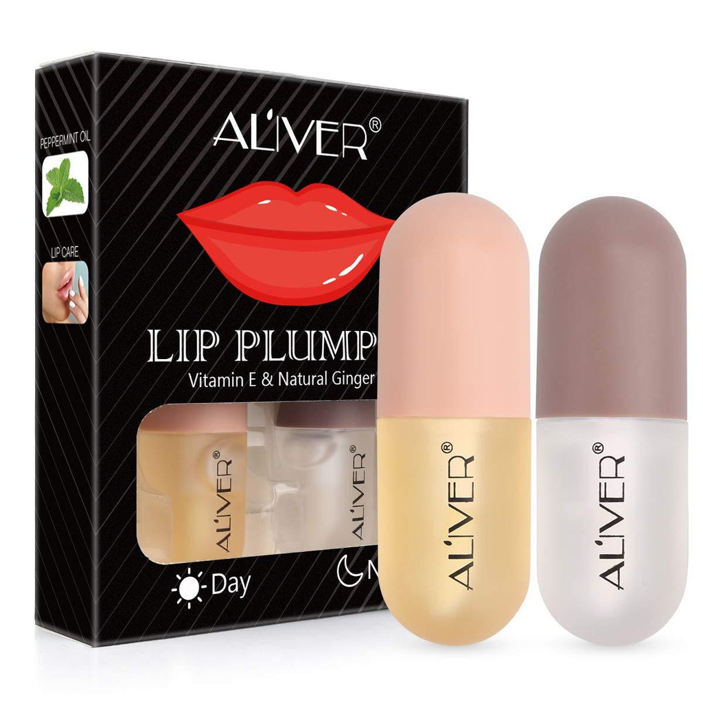 Lip Plumper Gloss- Natural Lip Plumper,Plumper Set Contains Day and Night Lip Gloss -Clear Lip Plump Gloss-Enhancer for Fuller & Hydrated Lips | Give Volume,Moisturize - BeesActive Australia