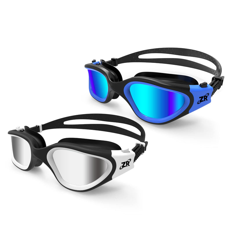 ZIONOR Swim Goggles, 2 Packs G1 Polarized Swimming Goggles for Adult/Men/Women A0-polarized Blackblue & Blackwhite - BeesActive Australia