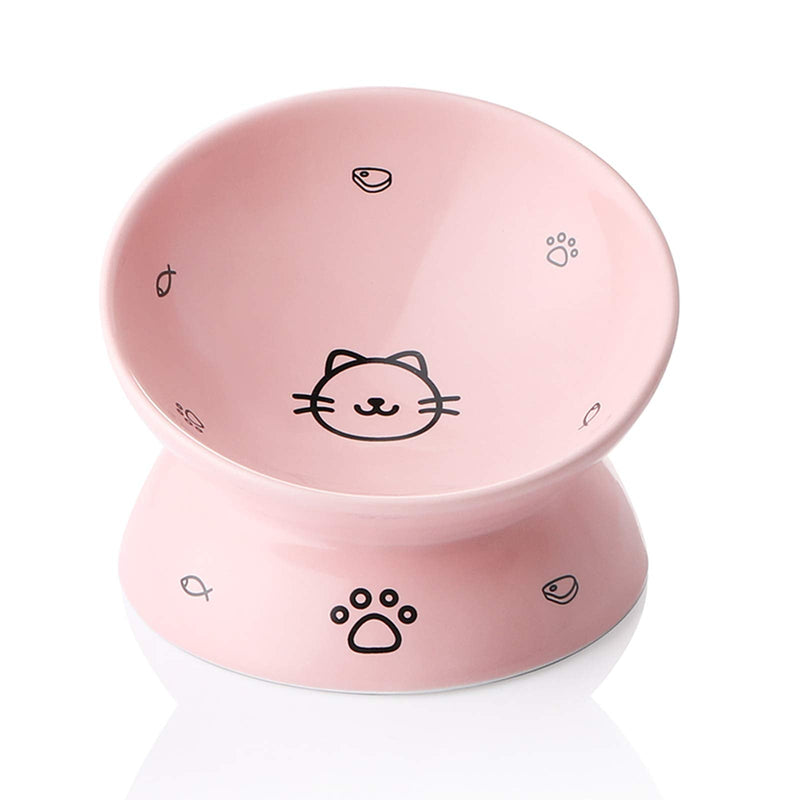 SWEEJAR Raised Cat Bowl for Dry Wet Cat Food, Ceramic Elevated Pet Bowl Cat Dish, Protect Cat's Spine, Stress Free, Slanted Design for Cat Easy Eating, Dishwasher Safe 5 Inch Pink - BeesActive Australia