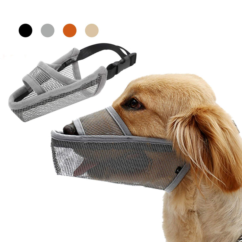 TANDD Dog Muzzle Soft Nylon Muzzle, Adjustable Breathable Mesh Dog Muzzle for Anti-Biting Anti-Barking Licking Medium Grey - BeesActive Australia