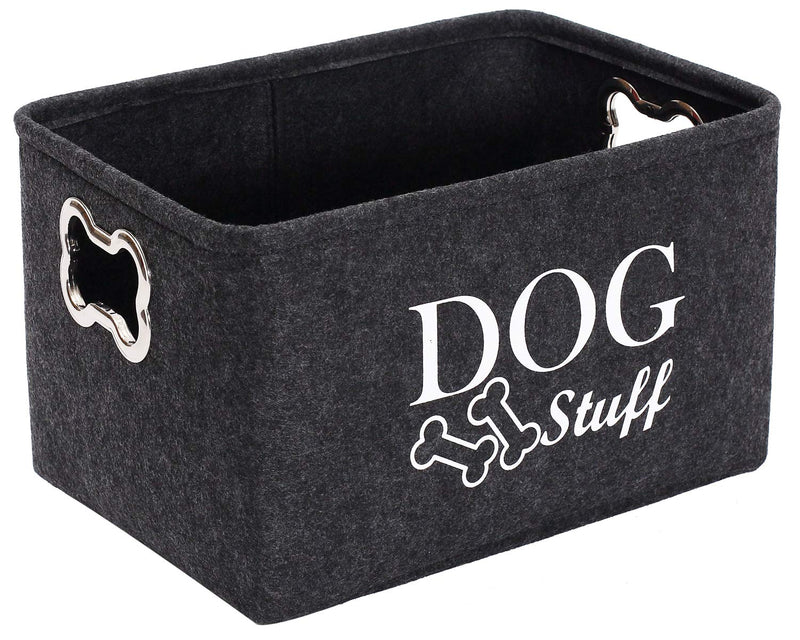 Morezi Felt Puppy Stuff Baskets, Dog Toy bin Storage with Designed Metal Handle, pet Organizer - Perfect for organizing pet Toys, Blankets, leashes, Dry Food and Bandana Dark Gray - BeesActive Australia