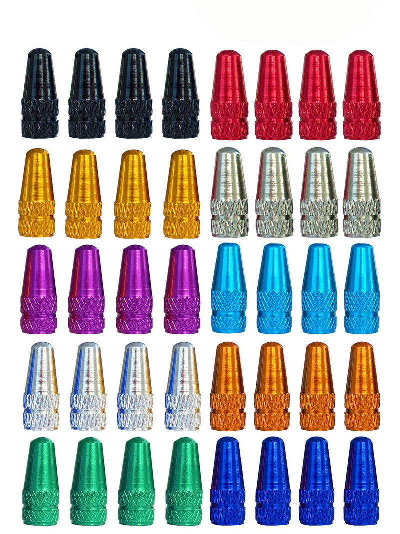 Winorda 40 Pieces 10 Colors Bike Tire Valve Stem Caps Aluminum French Bicycle Air Tire Caps Bike Valve Caps Presta Valve Caps Alloy - BeesActive Australia