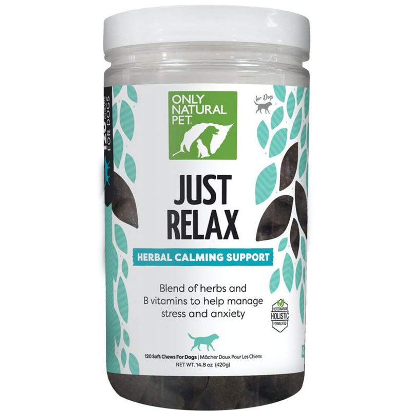 Only Natural Pet Just Relax Herbal Calming Soft Chews, All Natural Holistic Formula Support Treat That Helps Stress and Anxiety Relief for Dogs Beef 120 Count - 14.8 oz (420g) - BeesActive Australia