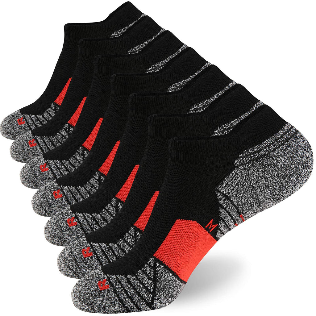 WANDER Men's Athletic Running Socks 7 Pairs Thick Cushion Ankle Socks for Men Sport Low Cut Socks 6-9/10-12/12-14 7 Pairs Black Red X-Large - BeesActive Australia