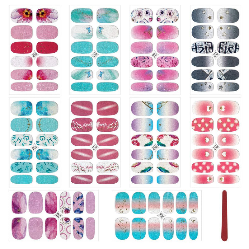 MWOOT Full Nail Art Wraps Sticker (10 Sheet), Adhesive Nail Wraps Decals Tape, Full Nail Foils, Nail Design Decoration Set -Ombre Styles - BeesActive Australia