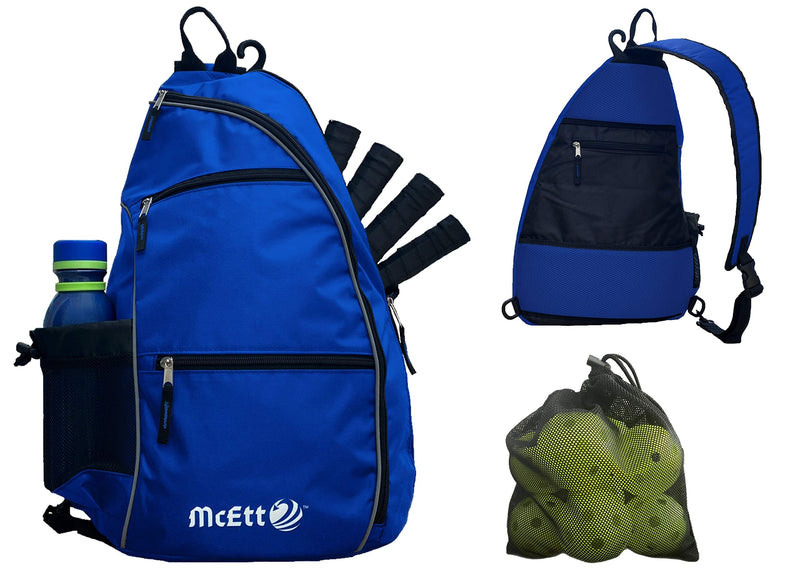 McEtt Pickleball Sling Bag – Adjustable Crossbody Backpack for Women and Men – Stores Pickleballs, Paddles, Water Bottle, Personal Items and Travel Gear Navy Blue - BeesActive Australia