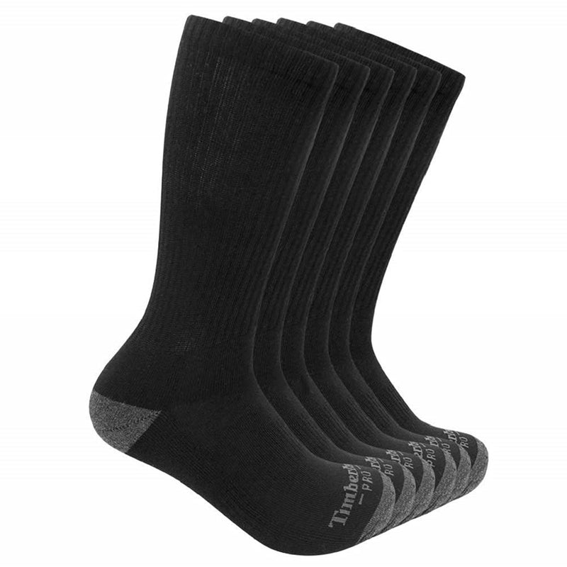 Timberland PRO mens 6-pack Performance Crew Length Socks Large Black - BeesActive Australia