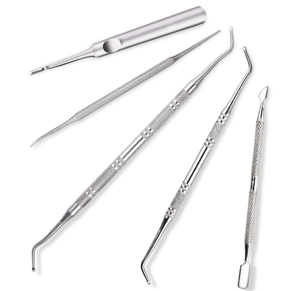 Ingrown Toenail Tool Kit,MORGLES 5pcs Ingrown Toenail File and Lifter Double Sided Cuticle Fork and Pusher Stainless Steel Surgical Pedicure Tool Toenail Cleaner Pain Relief - BeesActive Australia