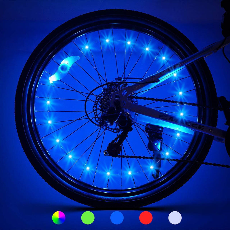 LET'S GO! 2-Tire Pack LED Bike Wheel Lights with Batteries Included, Bike Spoke Lights Waterproof Bright Bicycle Light Strip Cycling Bicycle Decoration blue - BeesActive Australia