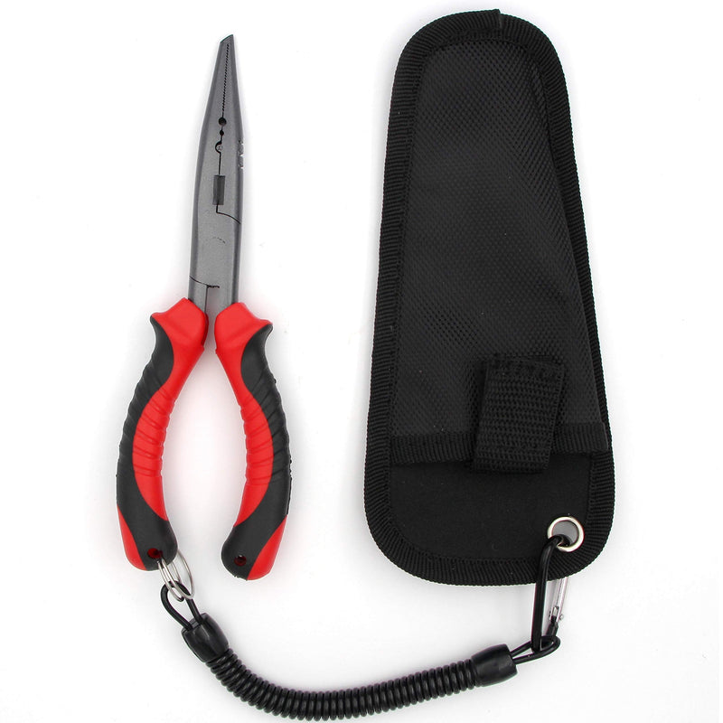 Fishing Pliers Split Ring Pliers Saltwater,Resistant Fishing Gear Corrosion Rust Resistant Nickle Finish, Rubber Handle with Sheath and Lanyard - BeesActive Australia