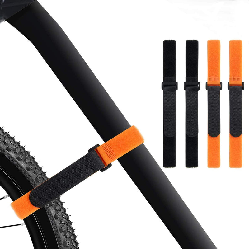 SANNIX Reusable Bike Wheel Strap Adjustable Bike Wheel Stabilizer Straps Bike Rack Strap with Gel and Durable Hook (Black and Orange) Black and Orange-4pcs - BeesActive Australia