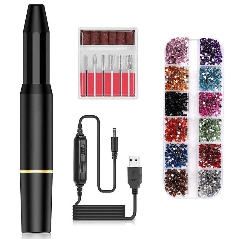 Professional Electric Nail Drill Machine Nail Drill Kit For Acrylic, Gel Nails, Manicure Pedicure Polishing Shape Tools with 11Pcs Nail Drill Bits(Black) - BeesActive Australia