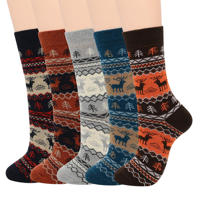 Zando Wool Socks for Men Fall Winter Socks, Christmas Socks, Men Dress Sock, Cozy Warm Socks, Athletic Hiking Thick Sock One Size A Deer - BeesActive Australia