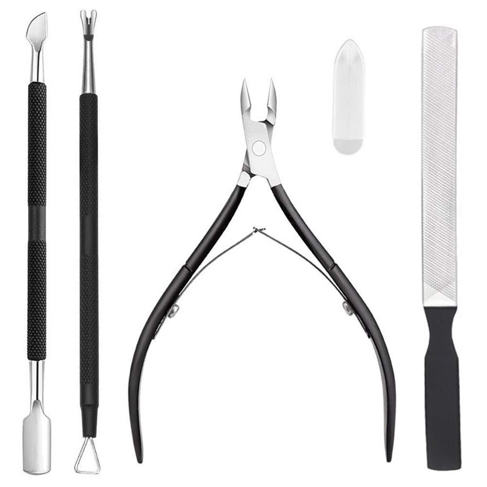 Cuticle Trimmer with Cuticle Pusher - Salon Level Cuticle Remover Cuticle Nippers, Professional Stainless Steel Cuticle Cutter,Manicure Tools for Fingernails and Toenails Black - BeesActive Australia