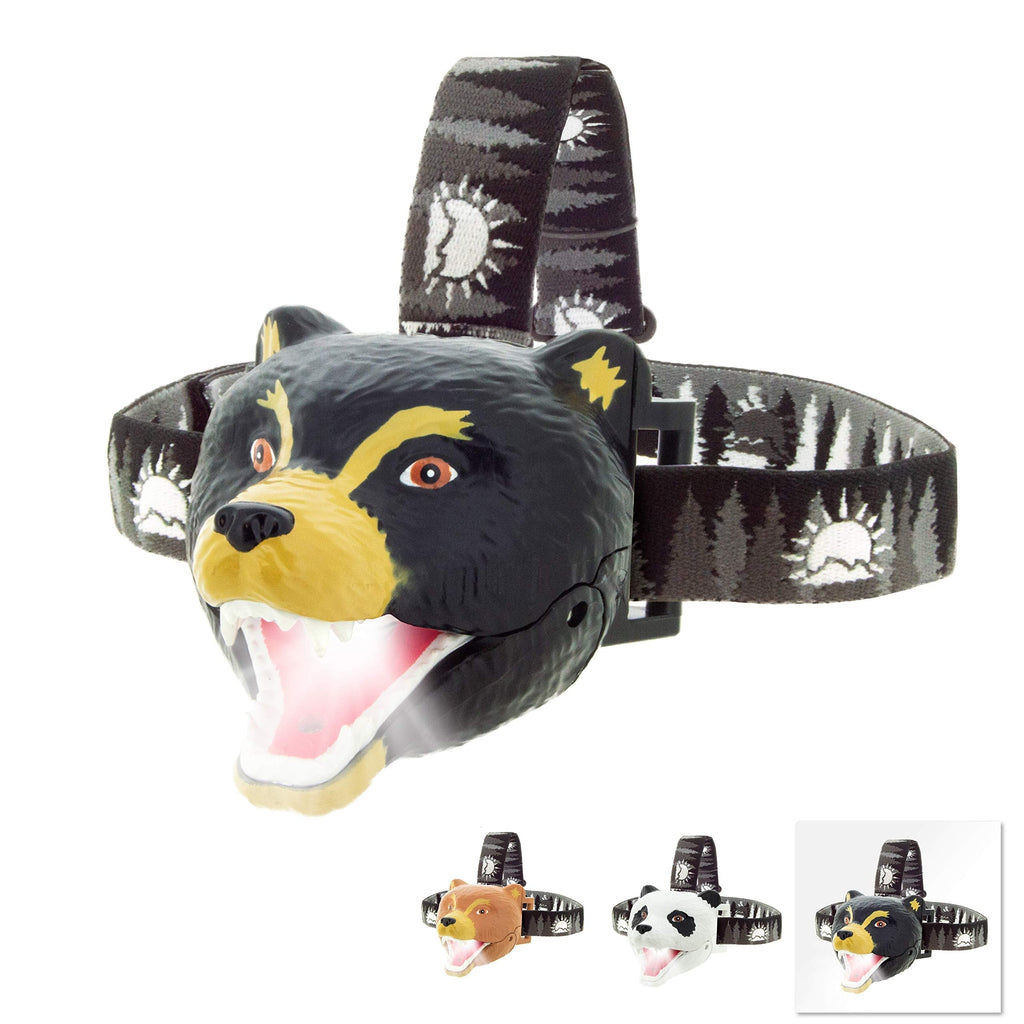 Sun Company Bear LED Headlamp - Bear Headlamps for Kids | Multiple Styles Available | Toy Head Lamp for Boys, Girls, or Adults | Perfect for Camping, Hiking, Reading, and Parties Black Bear - BeesActive Australia