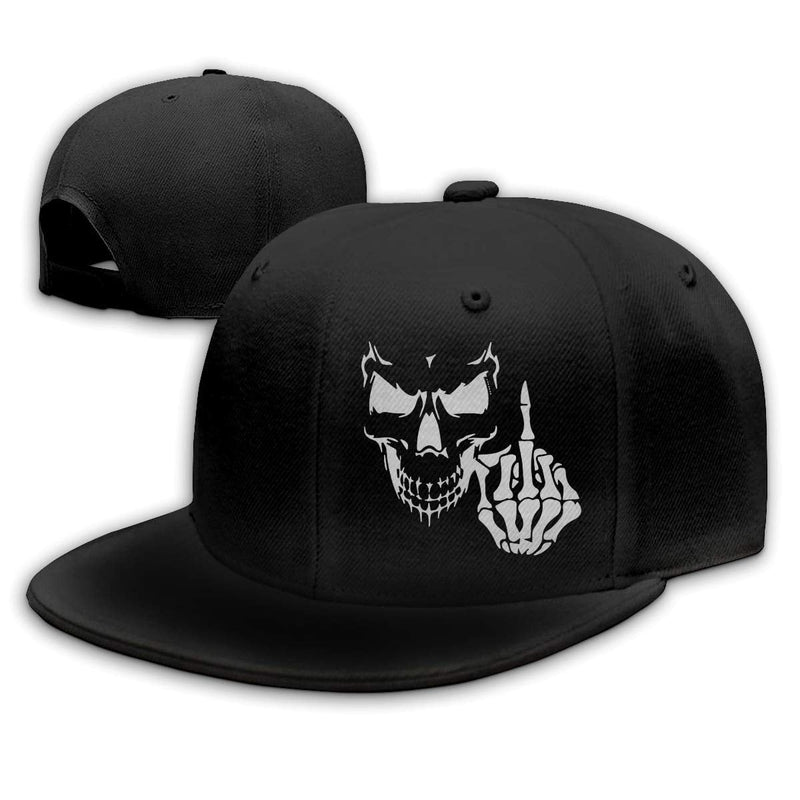 Unisex Adjustable Skull Middle Finger Baseball Cap Classic Dad Hat Black One Size - BeesActive Australia