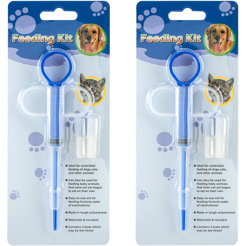 PAGOW Pet Medicine Feeder, Silicone Syringe Cat Dog Puppy Pill Dispenser Suit with Soft Tips, Pet Cat Dog Puppy Pill Tablet Versus Control Rods(Blue) 2pcs * Blue - BeesActive Australia