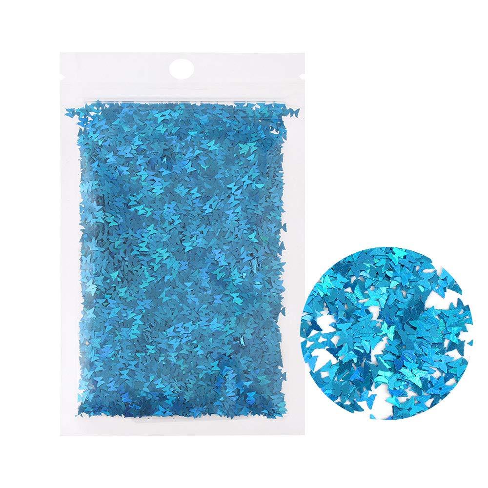 Butterfly Nail Art Sequins Glitter, 10 Grams Holographic Iridescent Mermaid Nail Supplies | Sparkle Nail Glitter Flakes Confetti for Acrylic Nail Art, Eye Makeup, DIY Decoration(blue) blue - BeesActive Australia