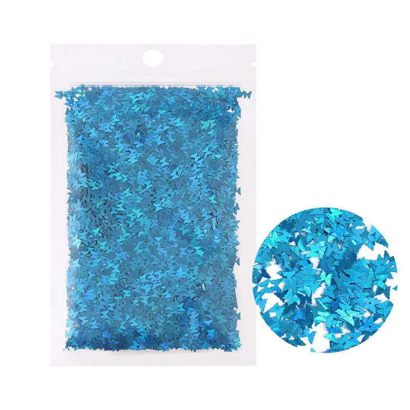 Butterfly Nail Art Sequins Glitter, 10 Grams Holographic Iridescent Mermaid Nail Supplies | Sparkle Nail Glitter Flakes Confetti for Acrylic Nail Art, Eye Makeup, DIY Decoration(blue) blue - BeesActive Australia