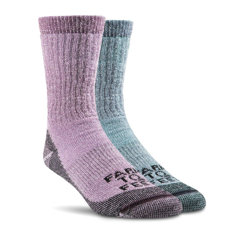 Farm to Feet Unisex Boulder Medium Weight Merino Wool Hiking Crew Socks Lavendula and Niagra Blue - BeesActive Australia