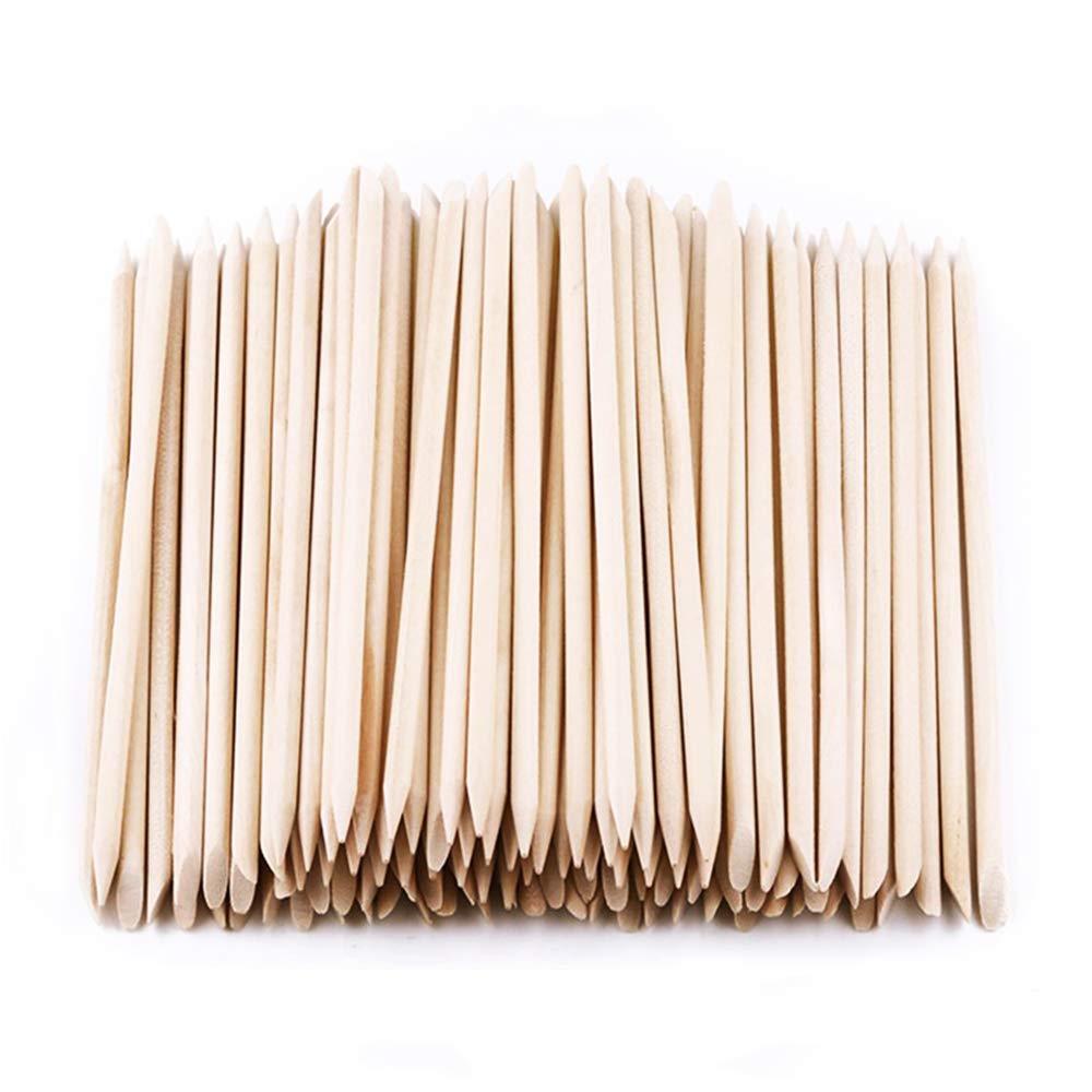 FUTURESEED 200pcs Orange Wood Stick Nail Art Double Sided Multi Functional Manicure Pedicure Tool Nail Care Accessories, 4.3inch - BeesActive Australia