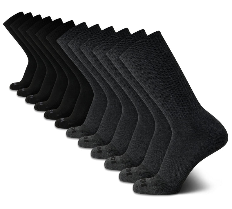 AND1 Men's Athletic Arch Compression Cushion Comfort Crew Socks (12 Pack) Black/Gray 6-12.5 - BeesActive Australia