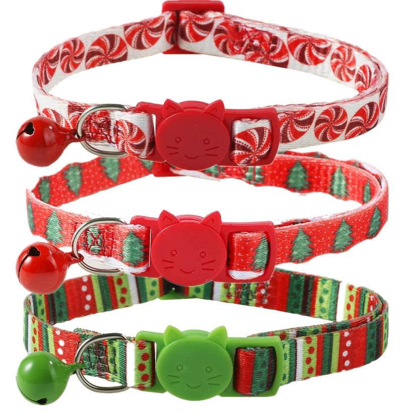 BoomBone Breakaway Cat Collar with Bell for Christmas,Puppy Holiday Collars Red+Green+Red - BeesActive Australia