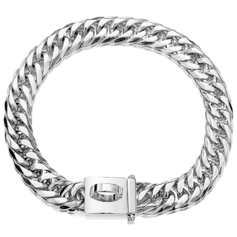 ToBeTrendy Dog Chain Collar Metal Chain Collar with Design Secure Buckle, High Polished Stainless Steel Cuban Link 16MM Heavy Duty Chew Proof Walking Collar for Small Medium Large Dogs 16" - BeesActive Australia
