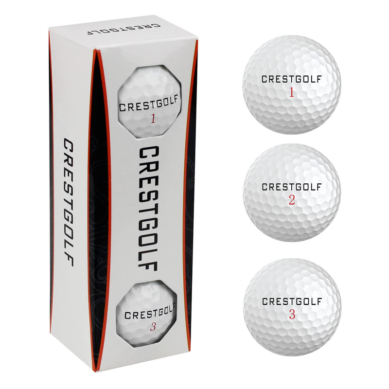 Crestgolf Soft-Feeling Golf Balls, Long Distance Golf Ball with Durable Urethane Cover for Swinging Speed High or Slower, Regulation Size Spin Golf Ball for Golf Shot Game White - 3 Pack - BeesActive Australia