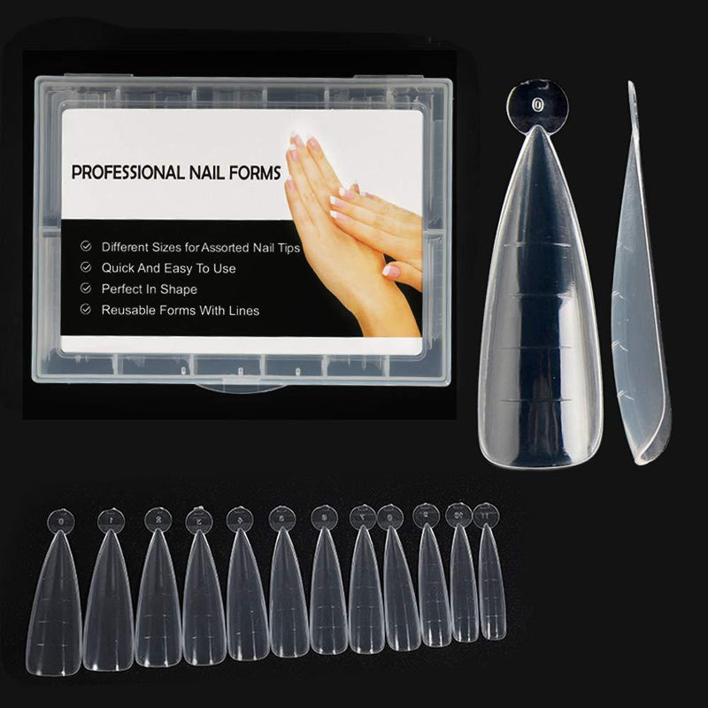 NMKL38 Clear Dual Forms Acrylic Nail System UV Gel Nail Mold Full Cover Fasle Nail Tips with Scale 12 Size Manicure Pedicure Tools for Polygel Nail Tips (120 Water drops Dual Forms) 120 Water drops Dual Forms - BeesActive Australia