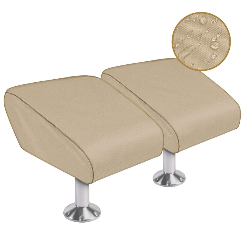iCOVER Boat Folding Seat Cover-2 Pack 600 Denier Canvas Waterproof Heavy-Duty Weather Resistant Material Trailerable Fishing Chair Cover Beige - BeesActive Australia