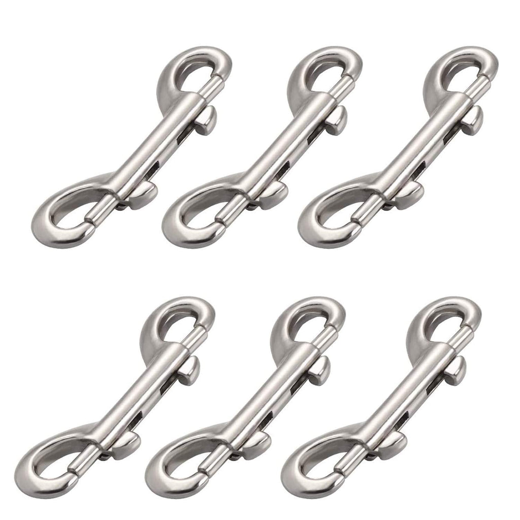 6 Pack Double Ended Bolt Snaps Hook,Zinc Alloy Hook Metal Clips for Dog Leash,Key Chain,Horse Tack,Pet Feed Buckets,Garage Use, Nickel Plated, Nickel Plated,Silver - BeesActive Australia