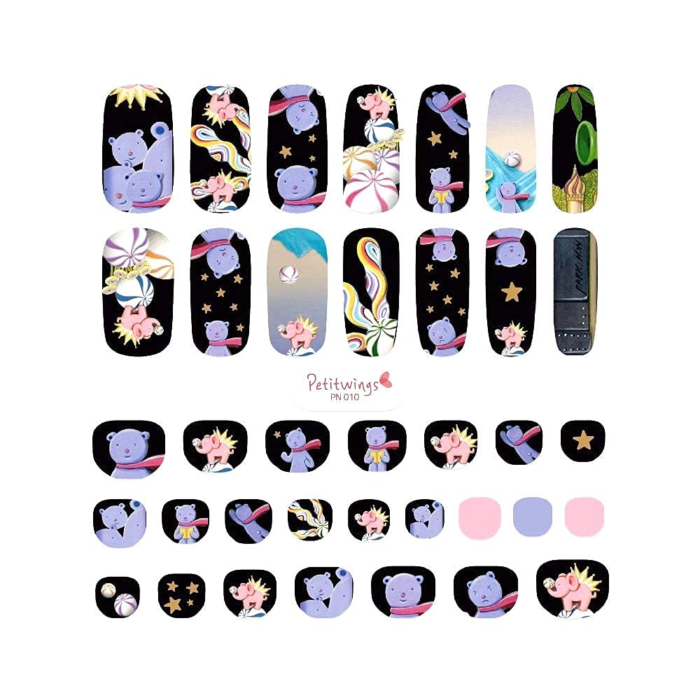 Petitwings Nail Stickers Wraps Decals Polish Self-Adhesive for Kid Girls Boys, a Nail File with an Artist Painting Post Card (Korean Made) (Gather Together) Gather Together - BeesActive Australia