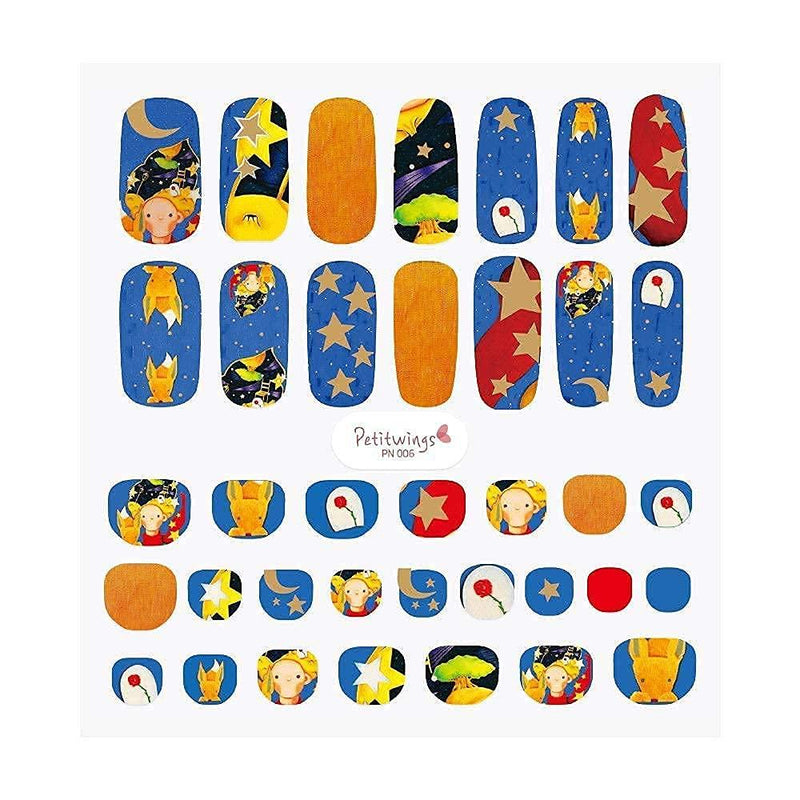 Petitwings Nail Stickers Wraps Decals Polish Self-Adhesive for Kid Girls Boys, a Nail File with an Artist Painting Post Card (Korean Made) (Le Petit Prince) Le Petit Prince - BeesActive Australia