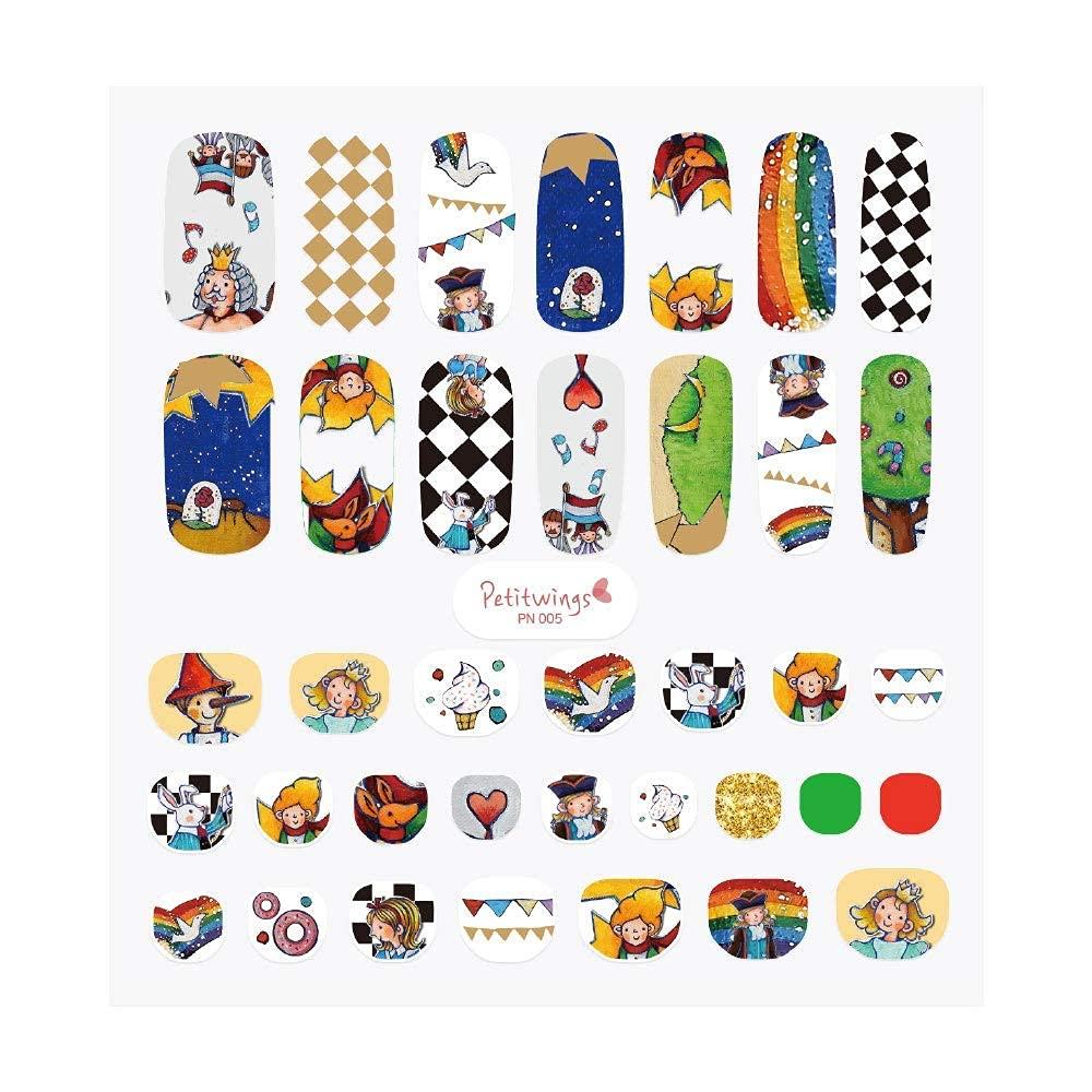 Petitwings Nail Stickers Wraps Decals Polish Self-Adhesive for Kid Girls Boys, a Nail File with an Artist Painting Post Card (Korean Made) (Sweet Village) Sweet Village - BeesActive Australia