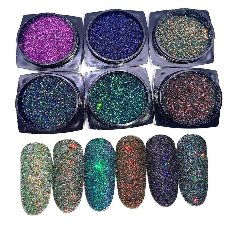 Nail Glitter for Acrylic Nails Sequins 6 Mix Red Blue Nail Powder Nail Resin Dazzling Glitter Flakes Mermaid Spangles Nail Sequin Paillette Manicure Decoration for Nail Tips Dark Series - BeesActive Australia