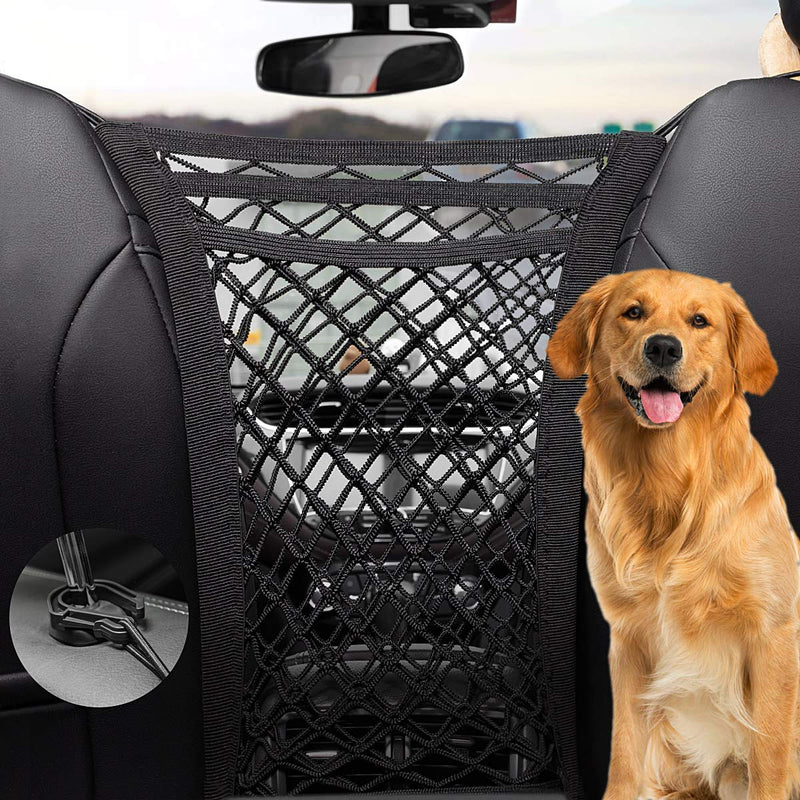 PRIDEEP Dog Car Net Barrier 3 Layers with Auto Safety Mesh Organizer, Universal Stretchable Pet Barrier Backseat Storage Mesh Bag Dog Car Divider Net for Cars, SUVs-Drive Safely with Children and Pets - BeesActive Australia